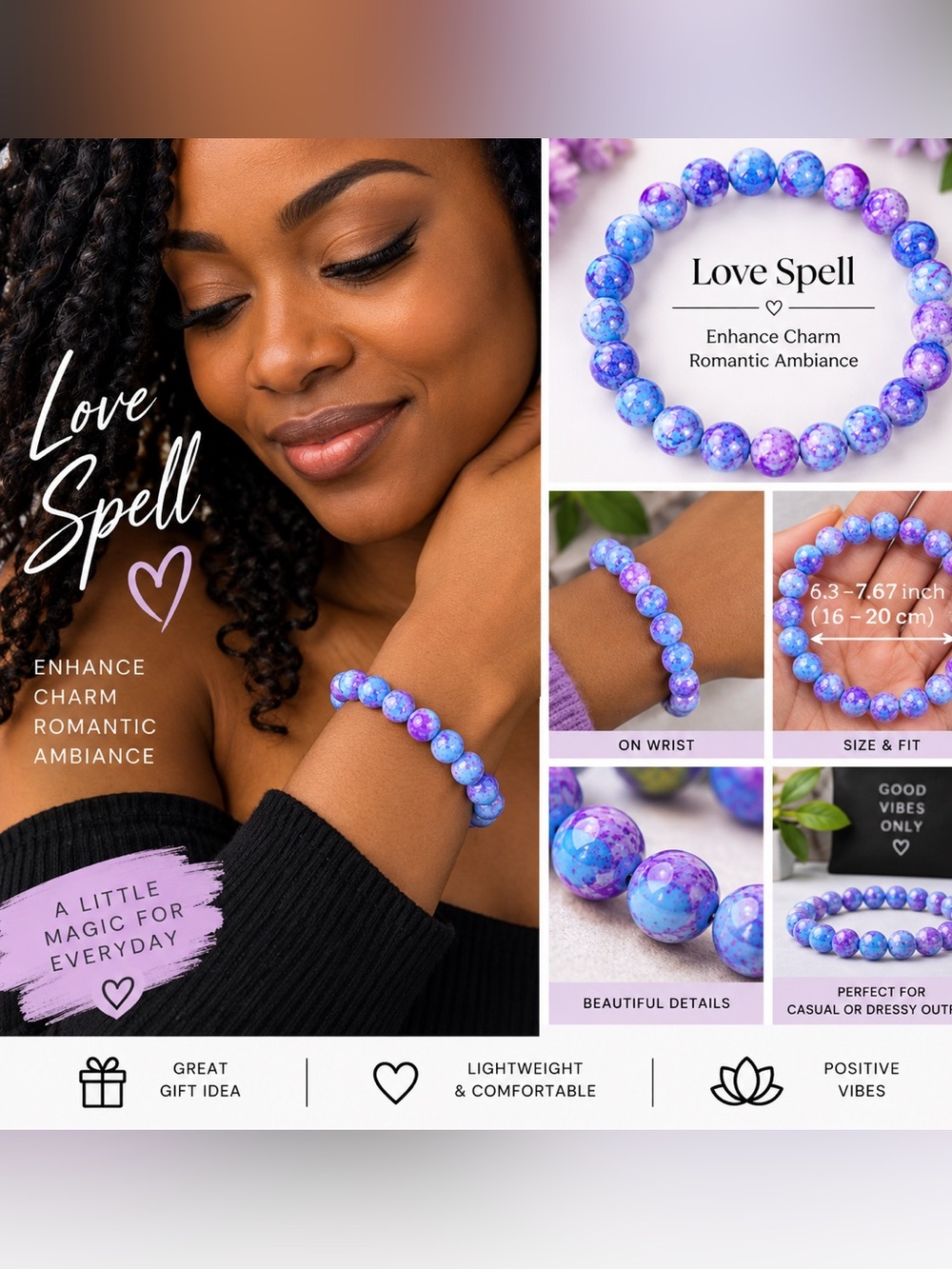 Love Spell Purple & Blue Beaded Bracelet